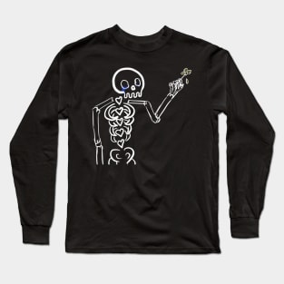 Crying Skeleton With Flower Long Sleeve T-Shirt